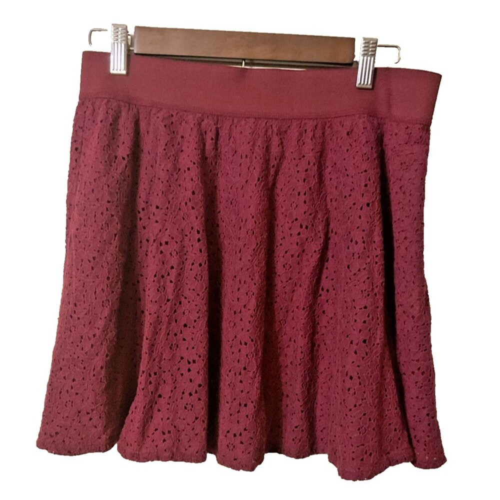 Maroon Lined Eyelet Lace Mini Skirt Arizona Jeans Co Women's XL Festival Summer